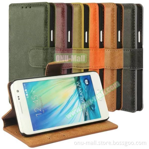 Retro Frosted Style Flip PU Leather Wallet Case Cover for Samsung Galaxy A3 Case